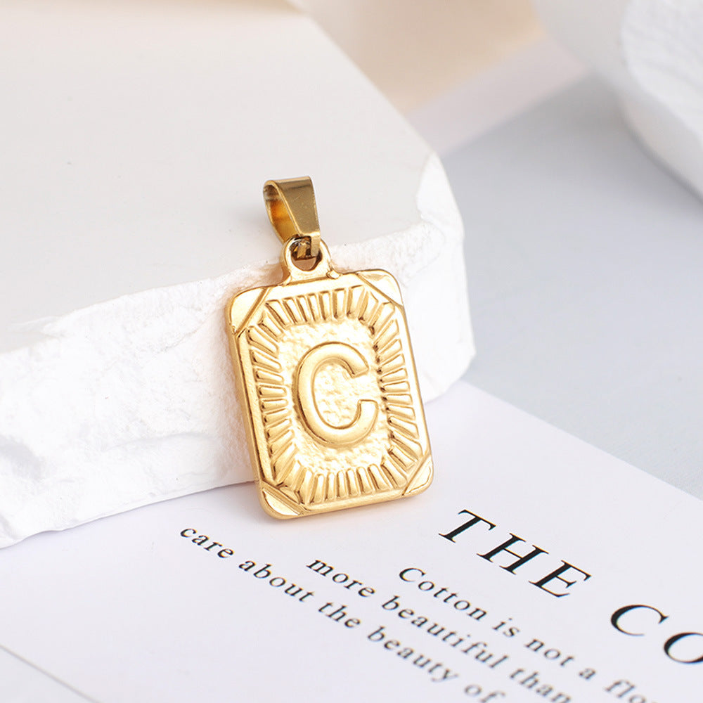 Gold English Letter Tag Simple Sweater Pendants