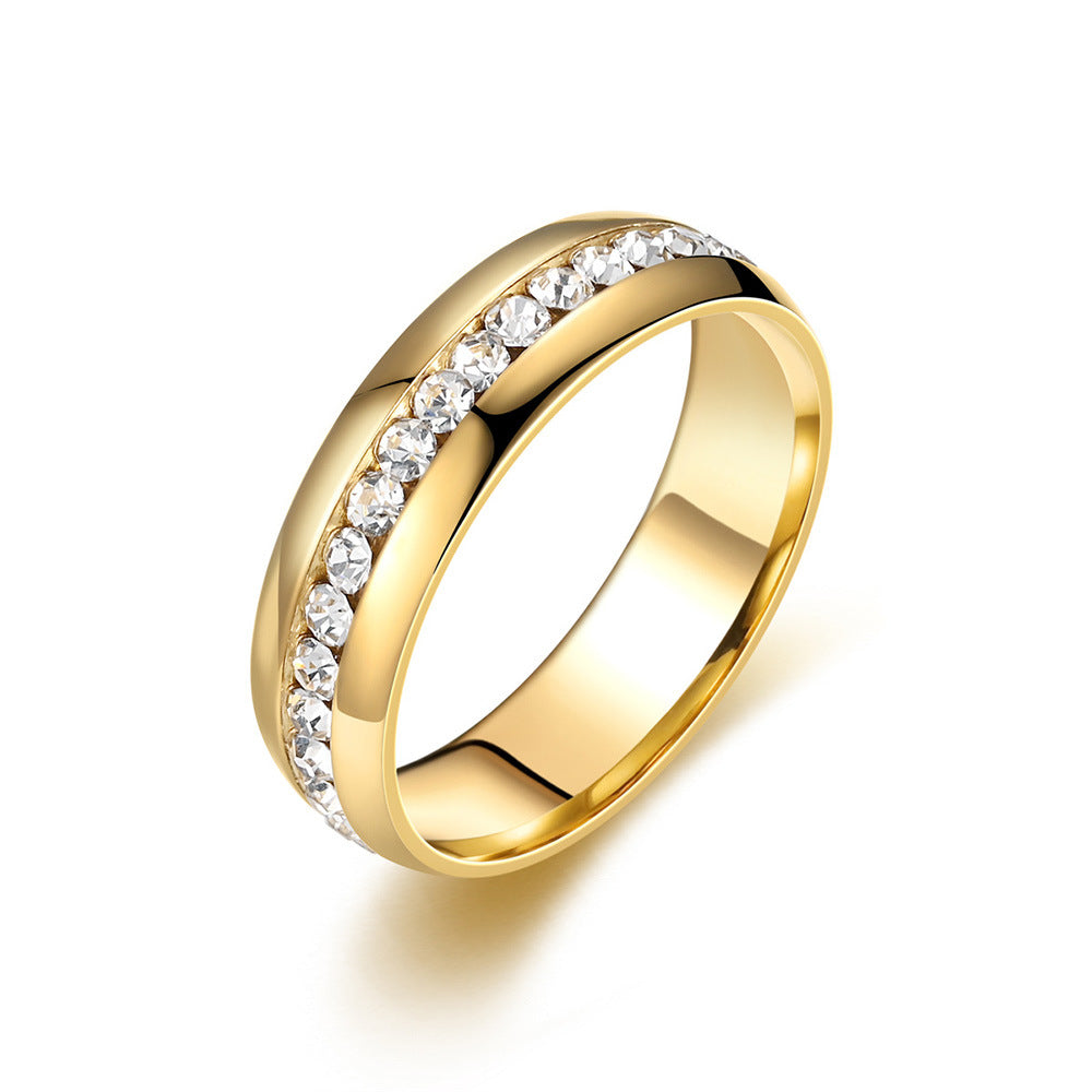 Titanium Steel Starry Diamond Rhinestone Female Stainless Ring