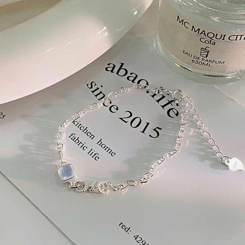 Super Beautiful Square Sea Blue Treasure Light Luxury Bracelet