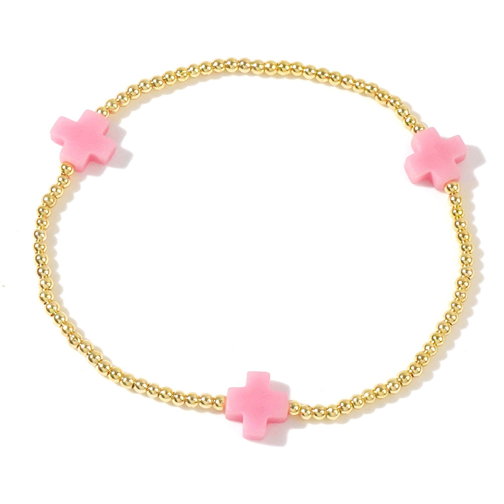 Fashion Cross Metal Copper Bead Beaded Bracelets