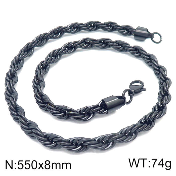 Women's & Men's Plating Black Titanium Steel Winding Ladder Necklaces