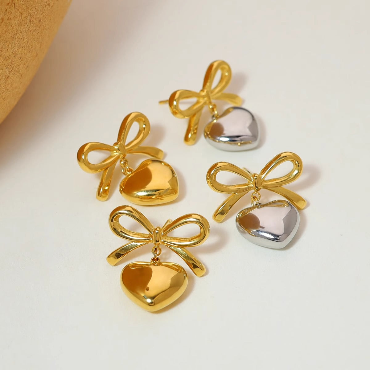 Elegant Love Heart Bow Female Cute Rings