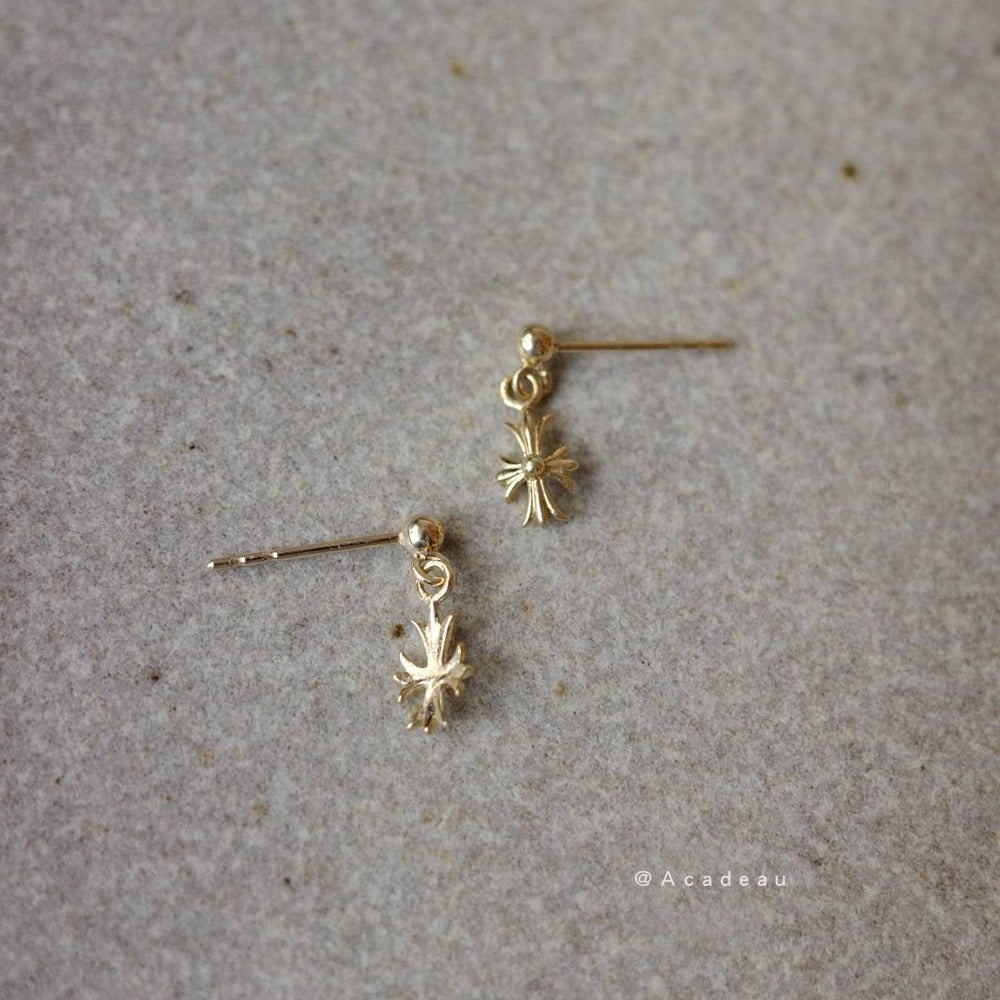 Small Mini Cross Sterling Sier Gold-plated Earrings