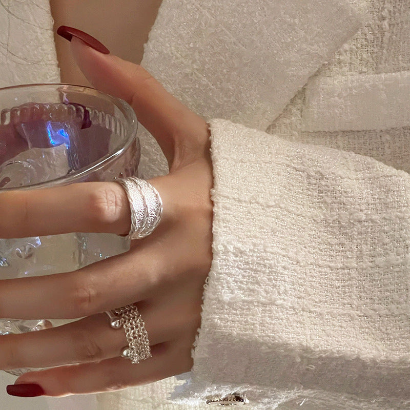 Frosted Texture Irregular Female Geometric Fashion High Sense Niche Hot Ring
