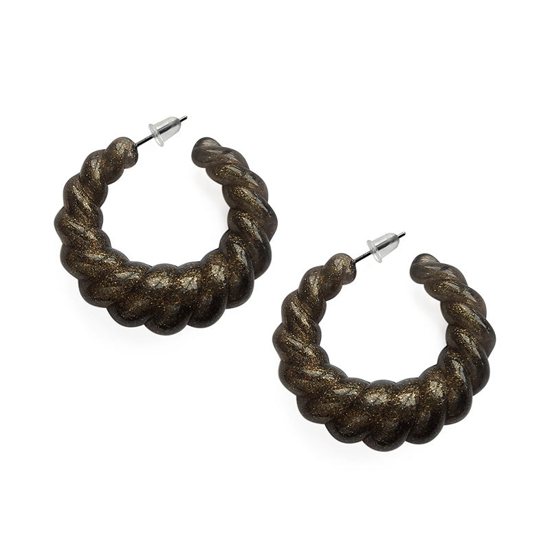 Pearl Shell Acrylic Twisted Pattern Wave Earrings