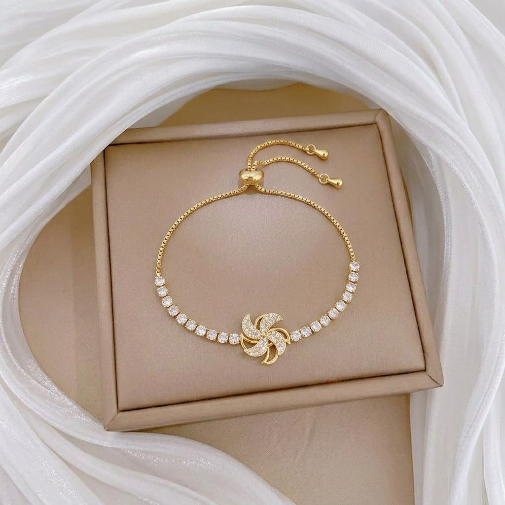 Design Rotating Bauhinia Zircon Flower Gas Clavicle Chain Necklace