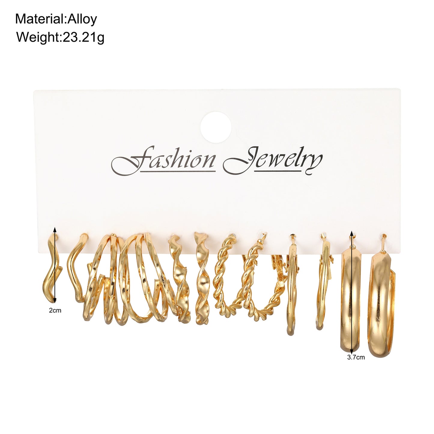 Retro Geometric Twist Metal Alloy Six Pairs Fashionable Earrings