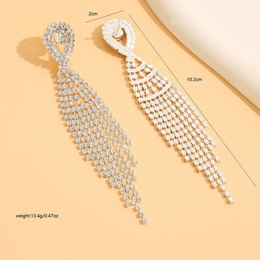 Elegance Retro Fashion Bride With Diamond Tassel Earrings