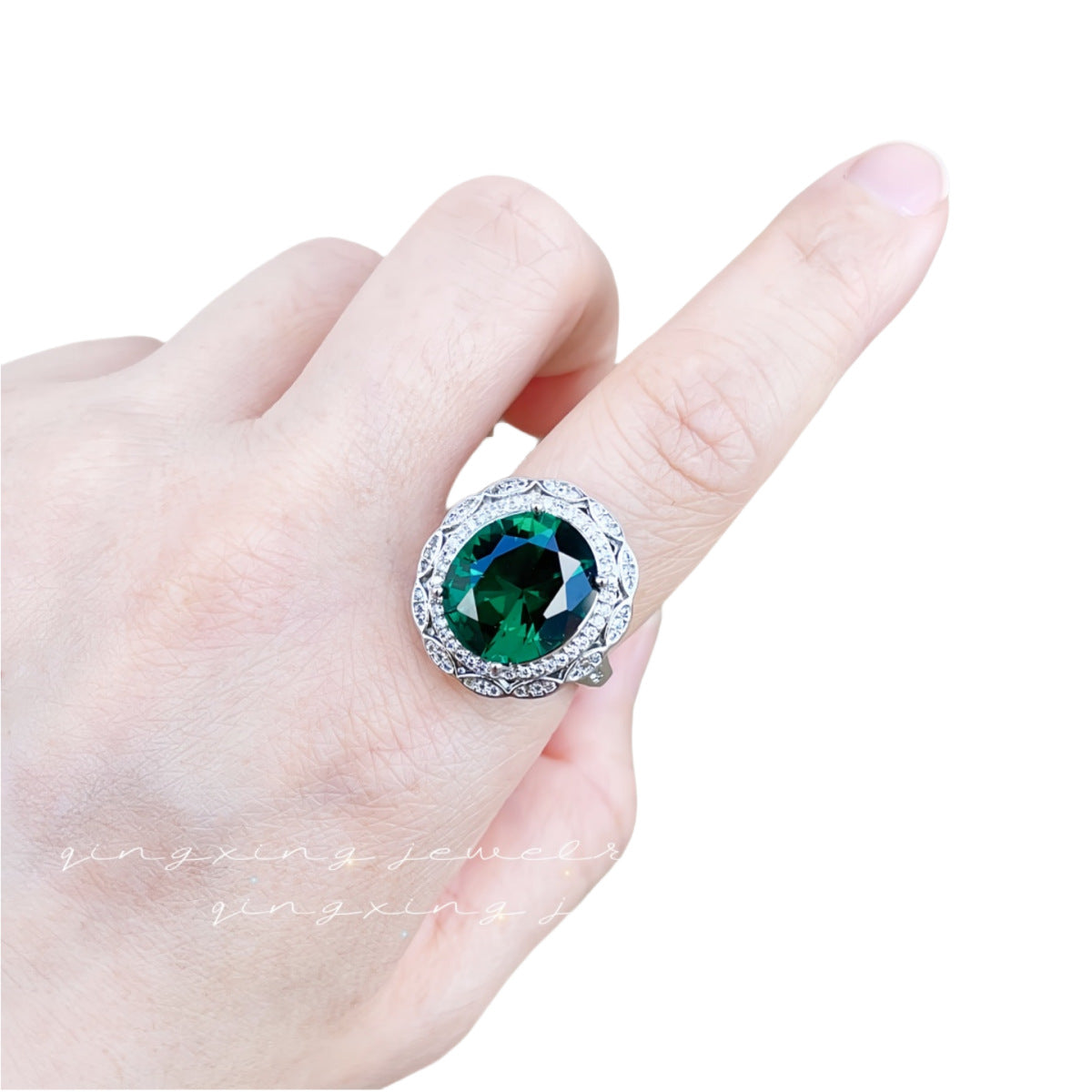 Retro High Sense Big Diamond Open Simulation Rings