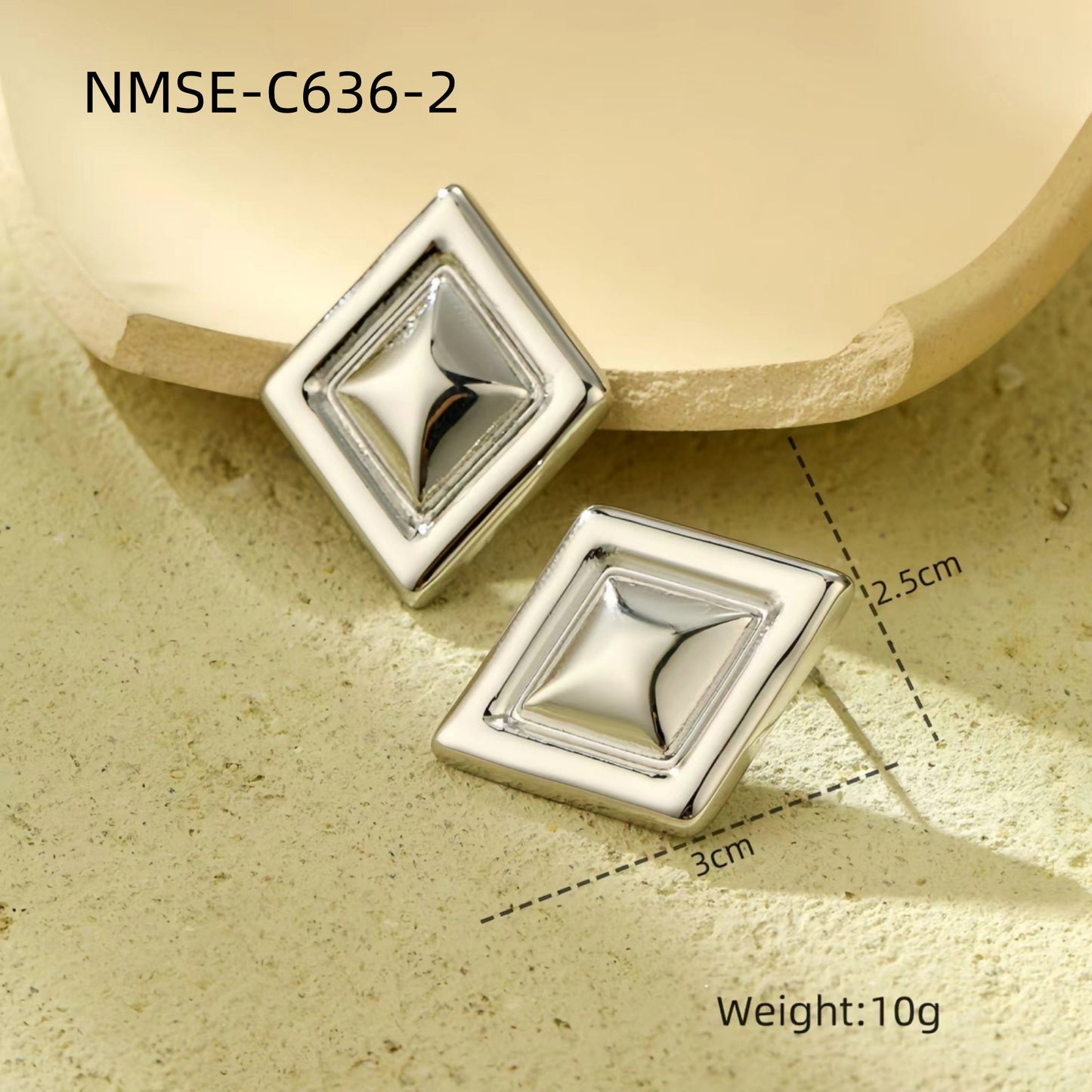 Square Titanium Steel Five-pointed Star High-grade Earrings