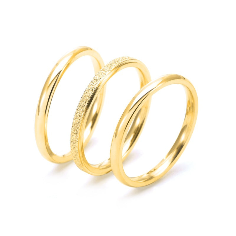 Style Frosted Twin Index Finger Tail Pressed Sand Titanium Rings