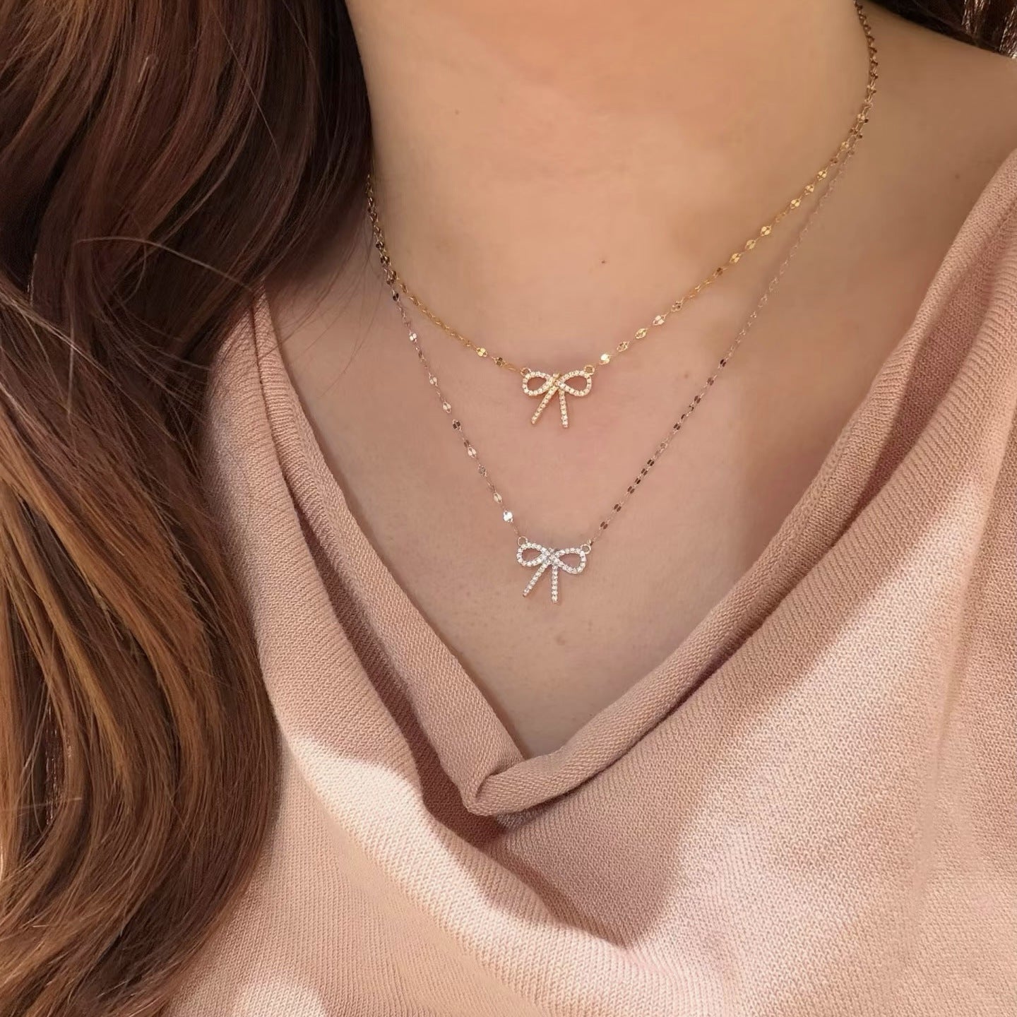 Ballet Bow Princess Court Series Female Clavicle Chain Light Necklaces