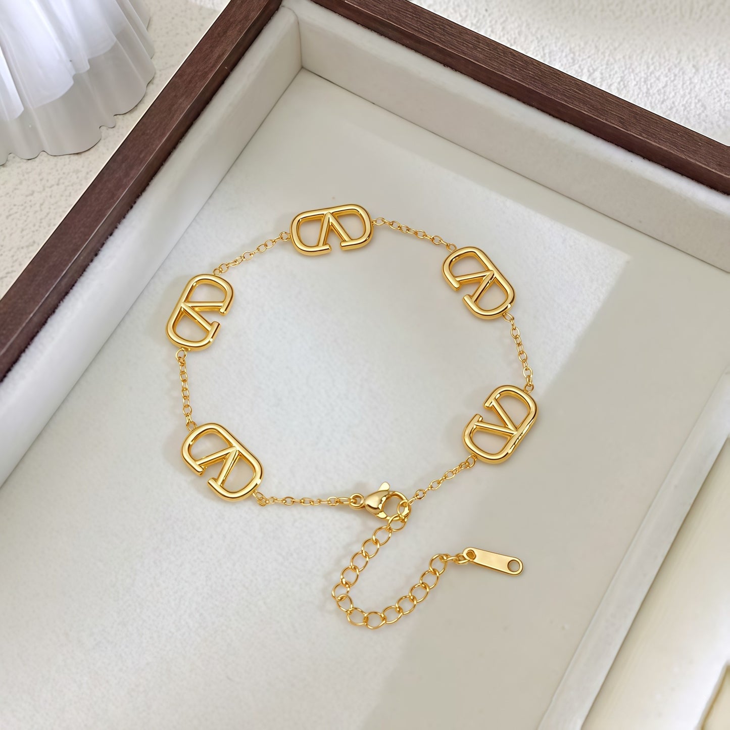 Stainless Steel Hollow Clover V-shaped Heart Affordable Luxury Bracelet