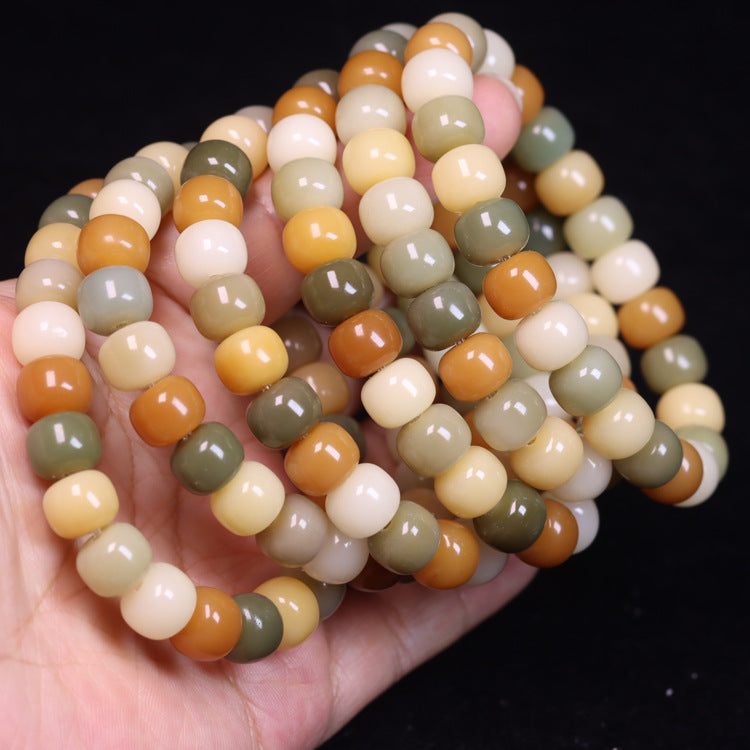Welfare Single Circle Bodhi Seed Charcoal Grilled Round Beads Green Bracelets