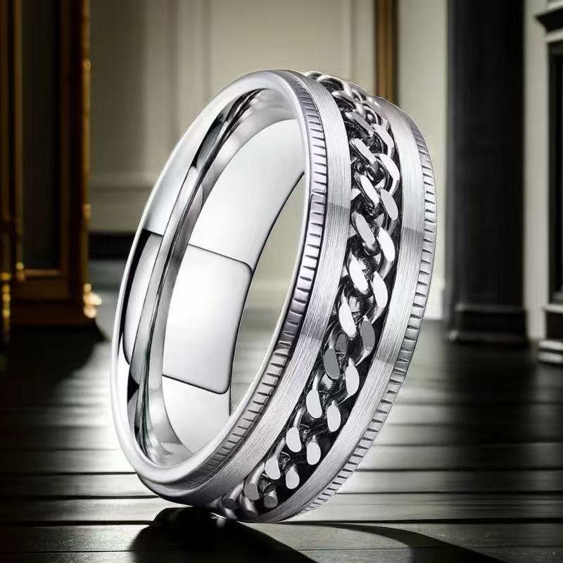 Men's Hip Hop Fashion Rotating Cold Niche Ring