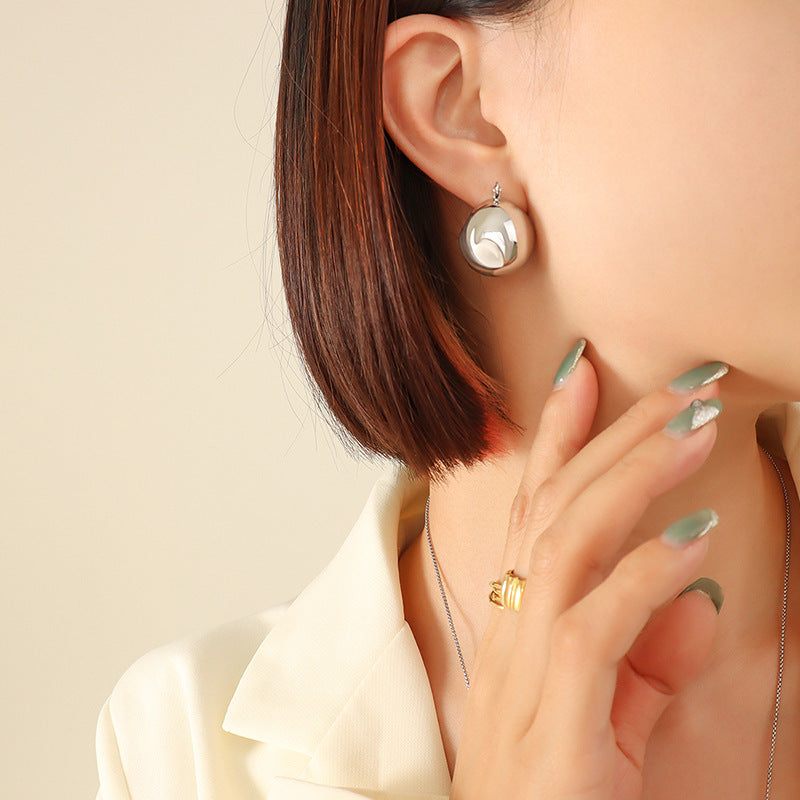 Women's Flash Plain Design Elegant Geometric Clip Titanium Steel Gold Plated Rings
