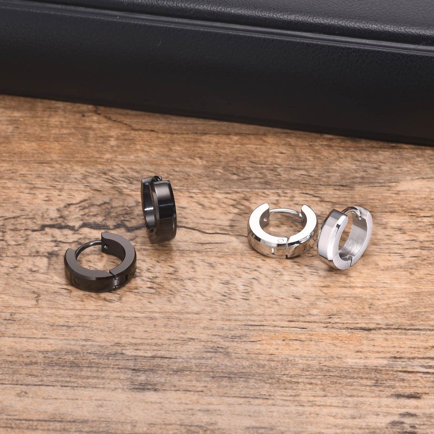 Men's Water Jewellery Stainless Steel Glossy Ear Black Single Rings