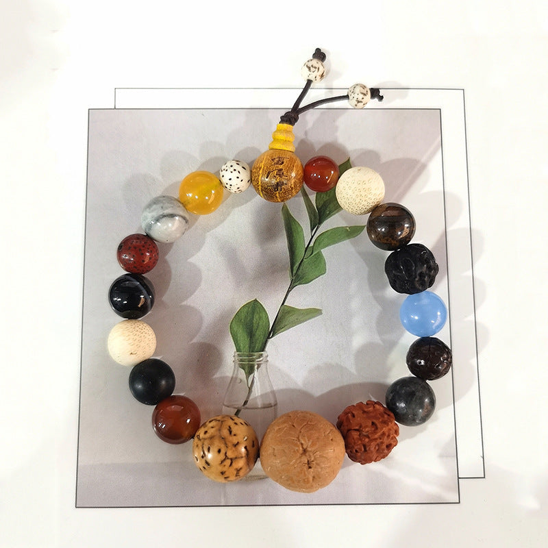 Women's & Men's Root White Jade Lotus Rosary Seed Scenic Bracelets