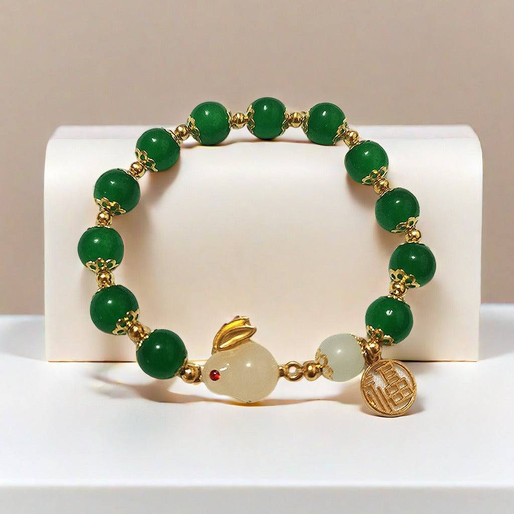 Women's Ancient Chinese Style Jade Hare Fu Bracelets