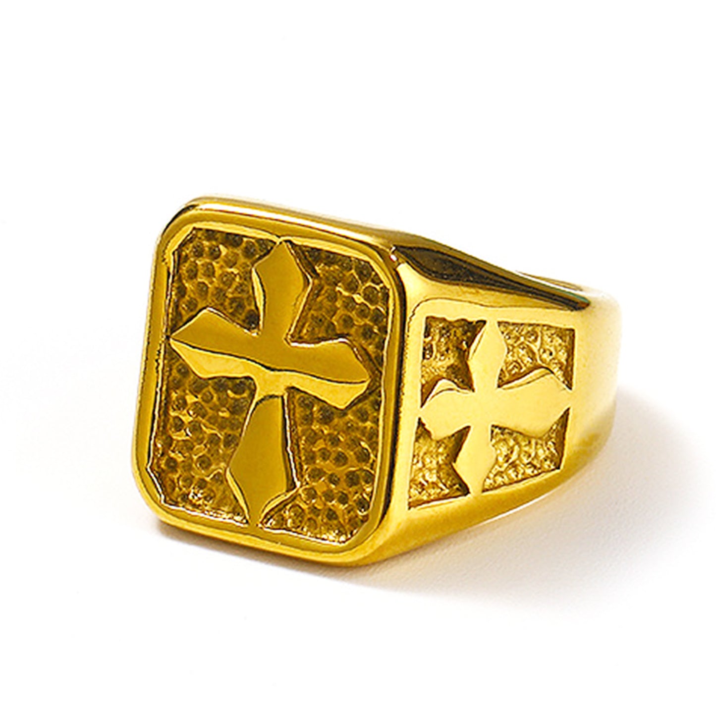 Titanium Steel Casting Trend Stone Texture Rings