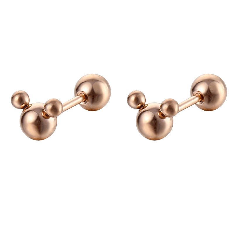 Mickey Female Ball Thread Ear Bone Electroplating Stud Earrings