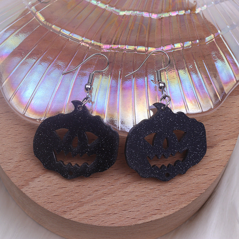 Women's Halloween Exaggerated Long Stitching Bat Pumpkin Spider Earrings