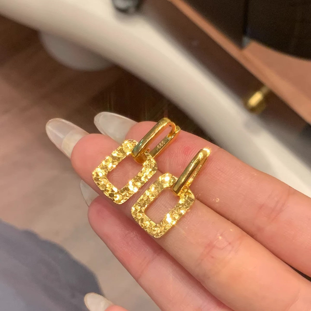 Square Fashionable Niche Design High-grade Minority Simple Rings