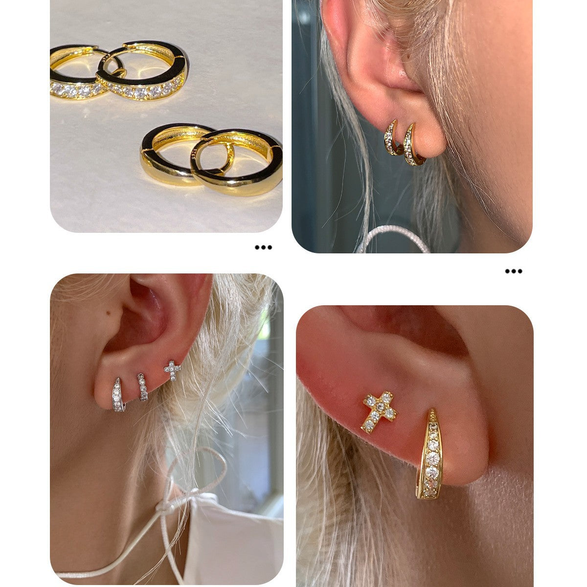 Women's High-grade Zircon Design Simple Sier Pin Ear Earrings