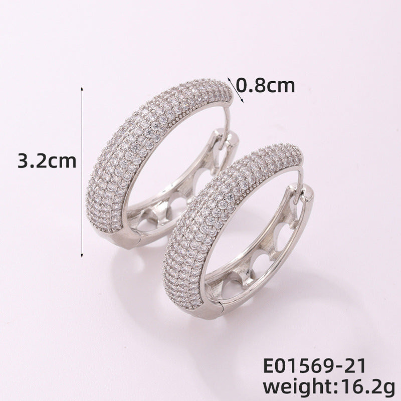 Round Micro Inlaid Zircon Clip Advanced Sense Earrings