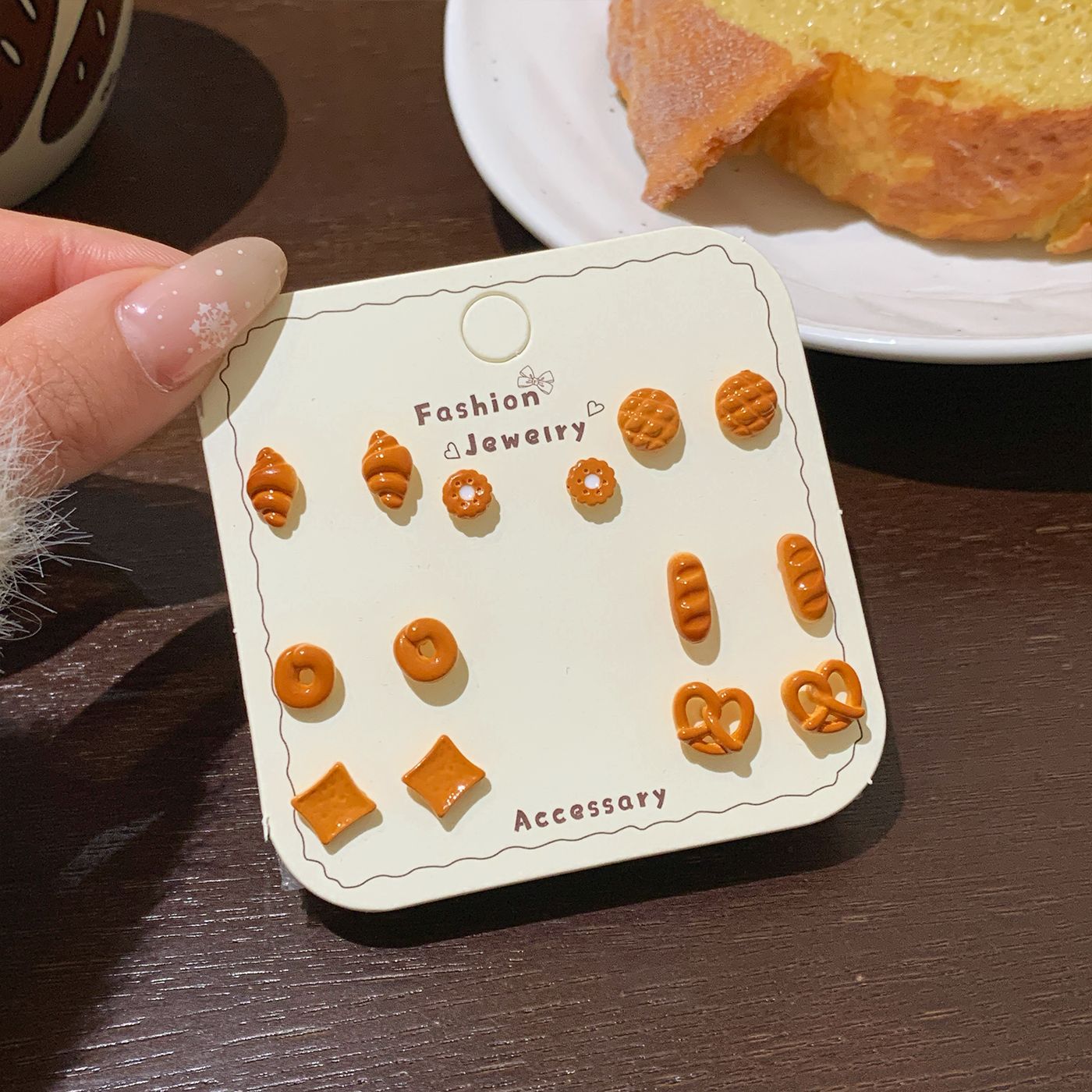 Bear Bread Party Earings Female Sier Needle Cute Personality Stud Earrings