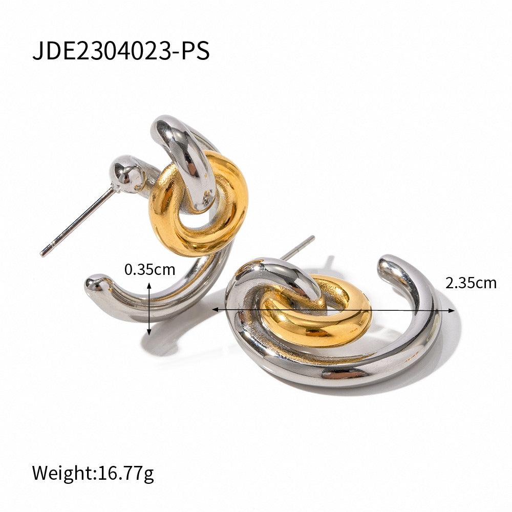 Steel Shaped Contrast Color High Sense Earrings