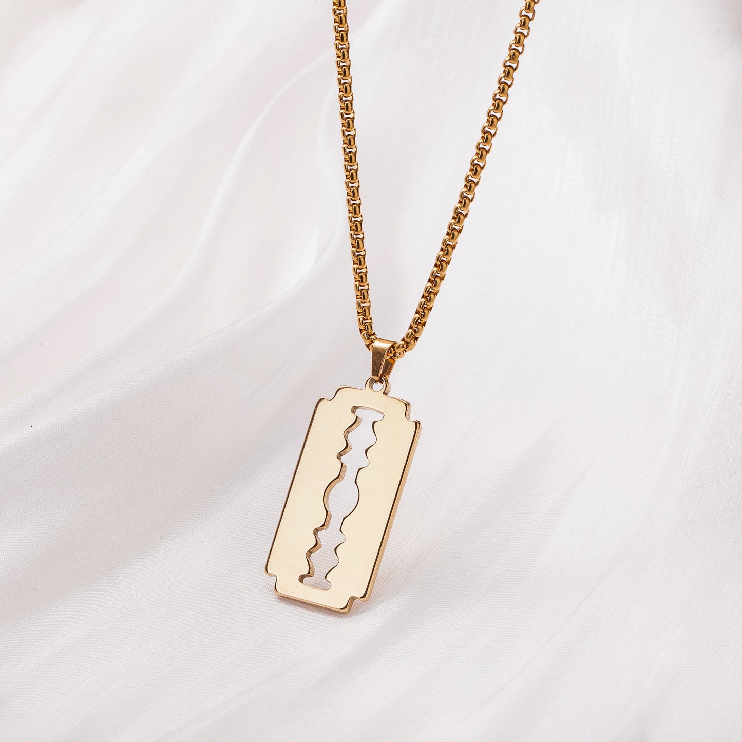 Men's Long Stainless Steel Sweater Chain Gold Plating Simple Geometric Necklaces