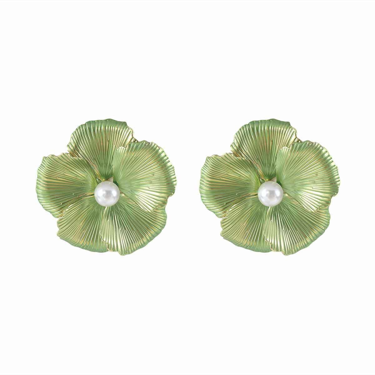 Women's Vacation Style Enamel Color Flower Pearl Light Luxury High-grade Earrings