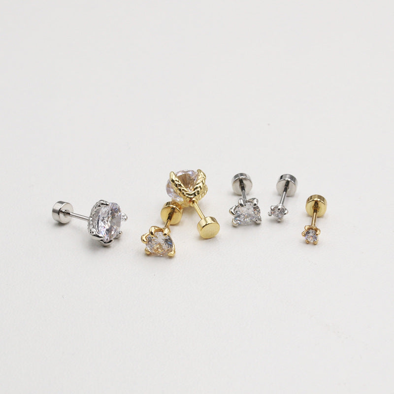 Zircon Ear Bone Pin Finely Inlaid Earrings