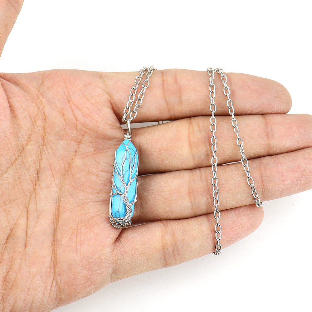 Live Broadcast Natural Hexagon Prism Winding Lucky Tree Crystal Necklaces