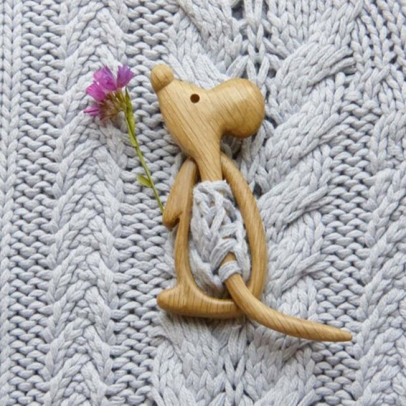 Wooden Brooch Winter Scarf Pin Animal Brooches