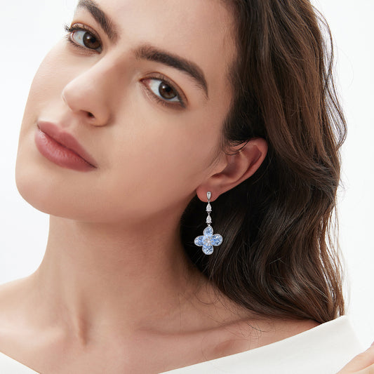 Sea Salt Ice Crystal Crushing Flower Female Gradient Tassel Rings