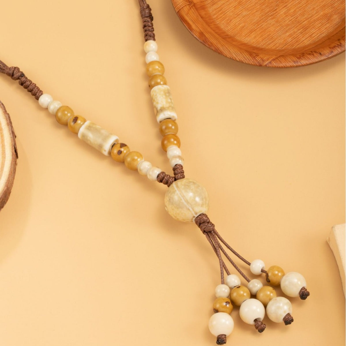 Women's Style Ceramic Bohemian Tassel Sweater Chain Necklace
