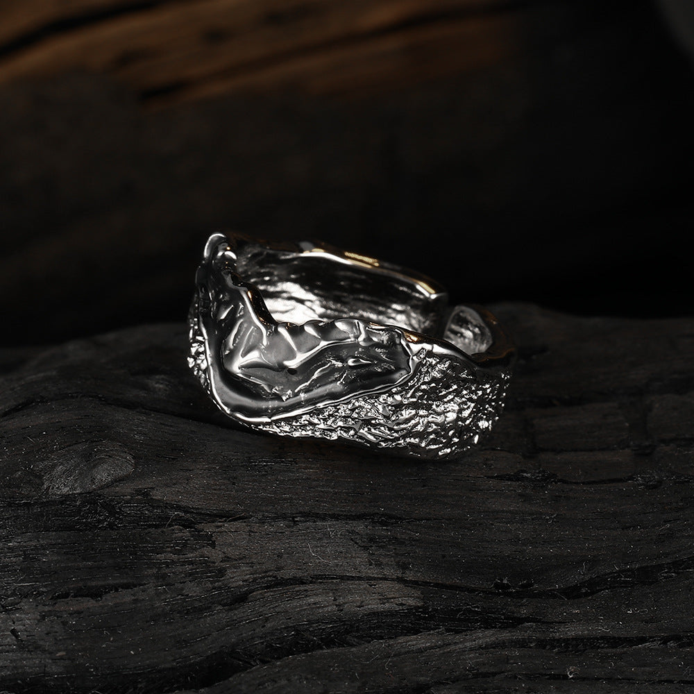 Irregular Lava Skin Texture Female Epoxy Two-color Design Rings