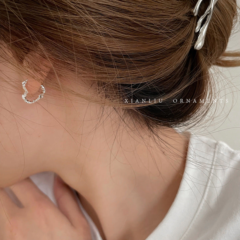 Clip Pleated Heart Female Graceful Personality Ear Buckle