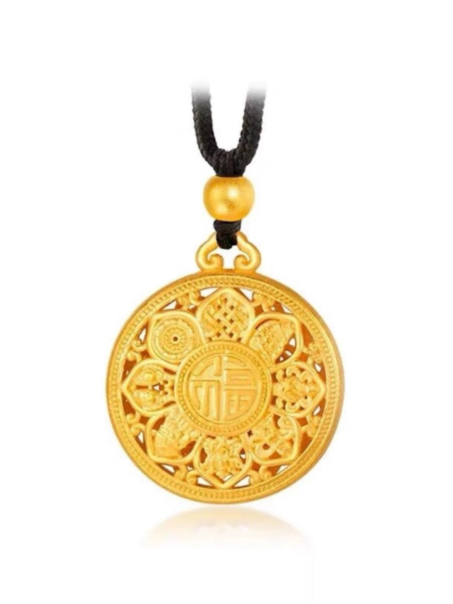 Gold Eight Treasures Compass Brass Plated Ancient Pendants