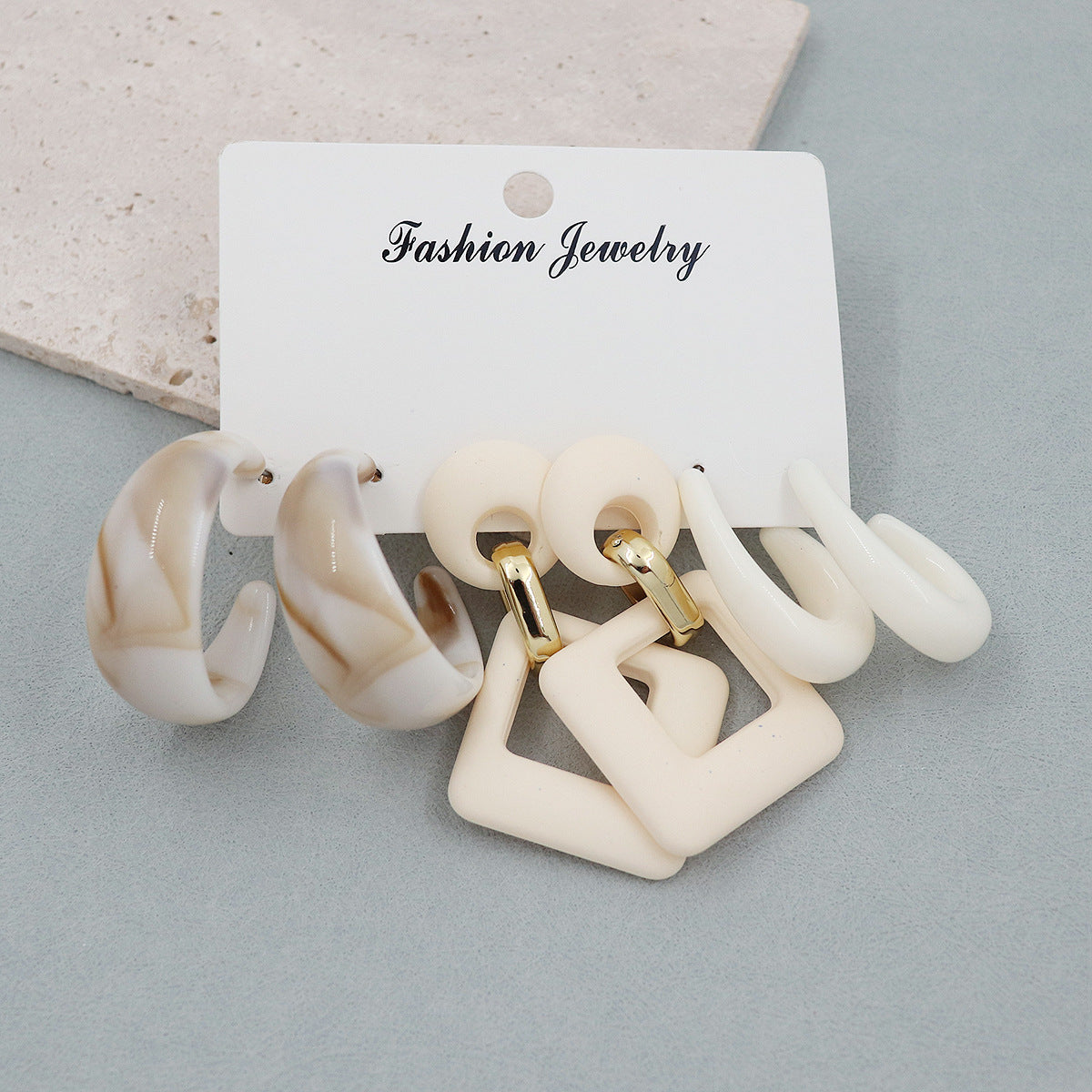 Women's Color Resin Leopard Print Pairs Retro Fashion Earrings