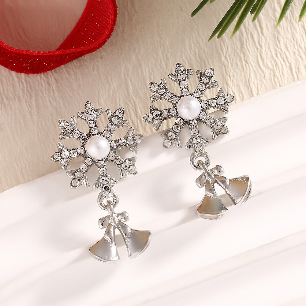 Fashion Elk Tree Snowflake Rhinestone Personalized Stud Earrings