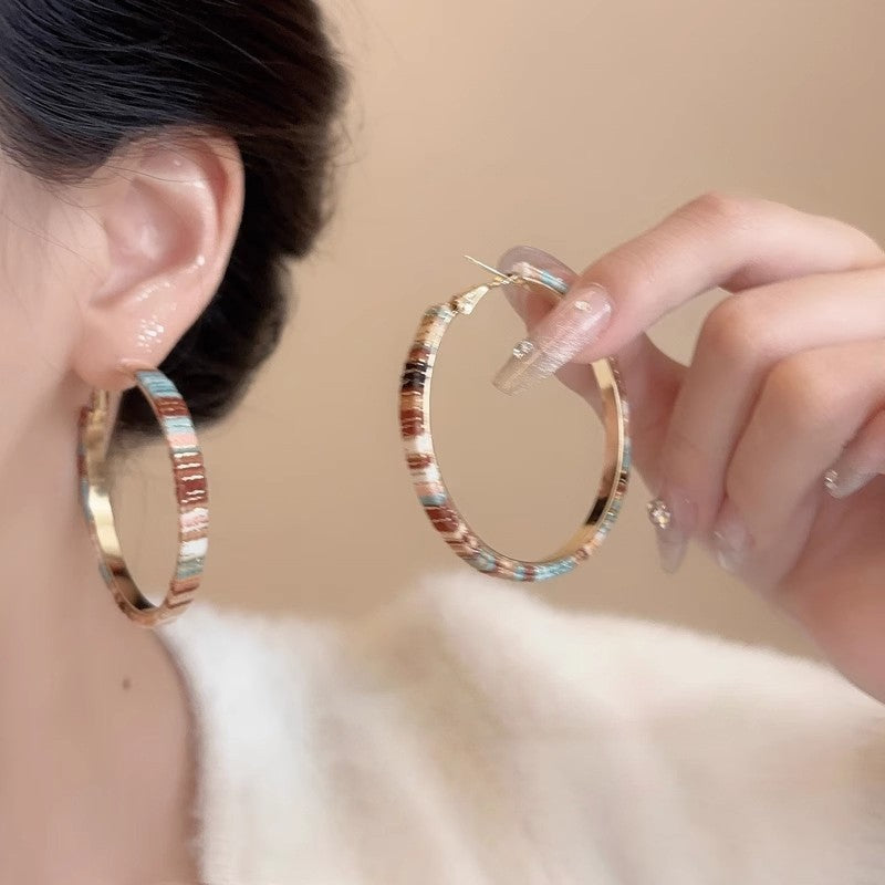 Women's Exaggerated Geometry Metal Circle Tassel Light Luxury High-grade Elegant Ear Earrings
