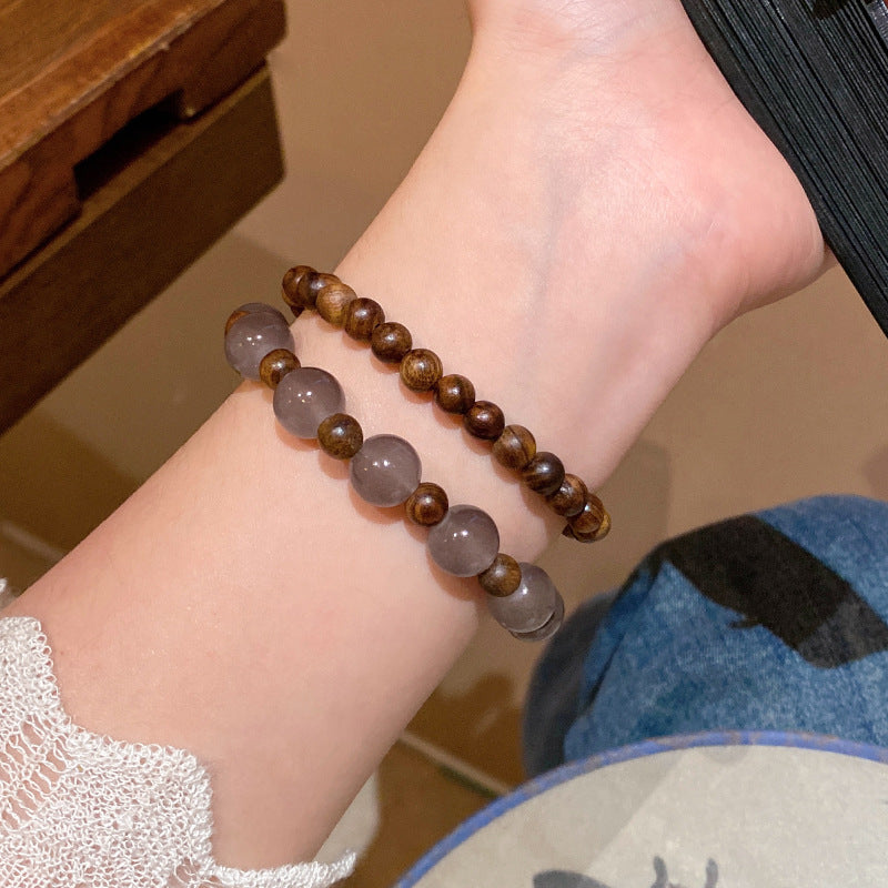 Women's High-grade Pearl Chinese Ancient Style Obsidian Beaded Bracelet