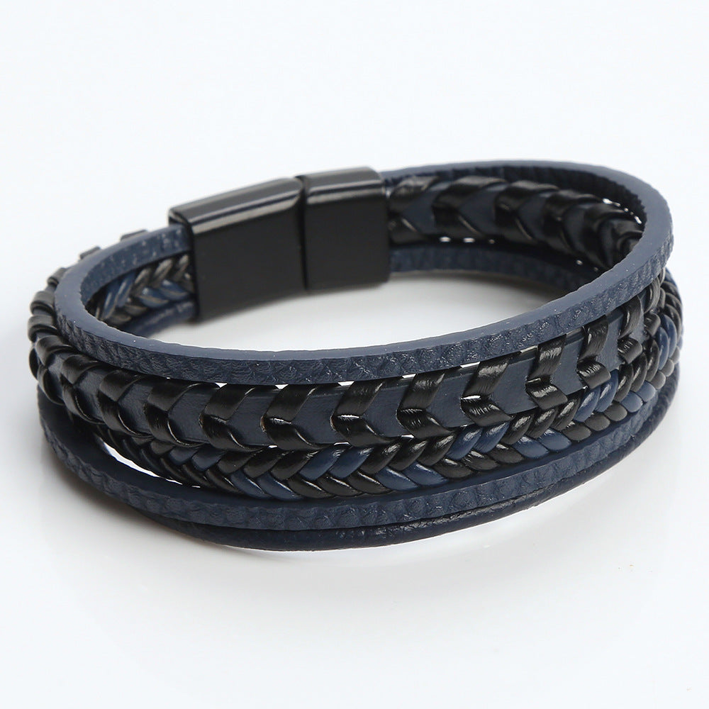 Men's Fashion Creative Leather Personality Trendy Woven Simple Bracelet