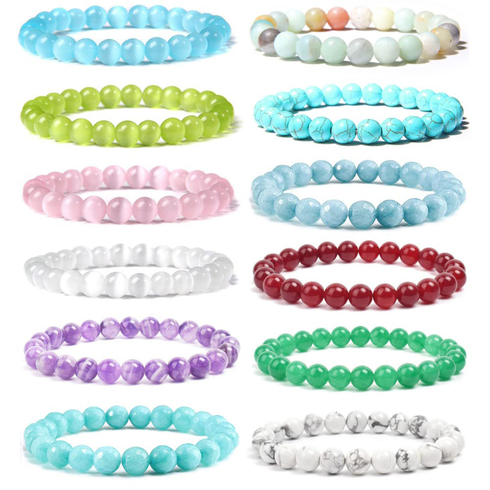 Women's Opal Natural Crystal Stone Beads Elastic String Bracelets