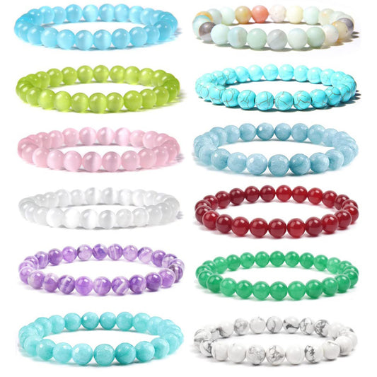 Women's Opal Natural Crystal Stone Beads Elastic String Bracelets