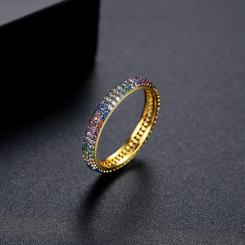 Women's Drill Zircon Color Design Simple Niche Rings