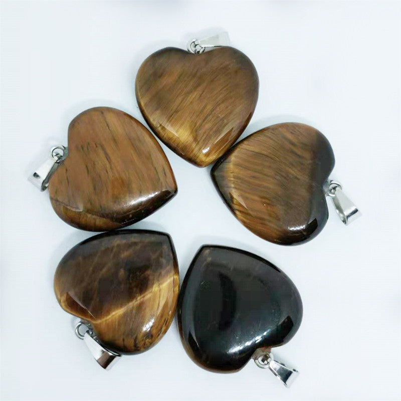 Stone Love Crystal Agate Heart Peach Pendants